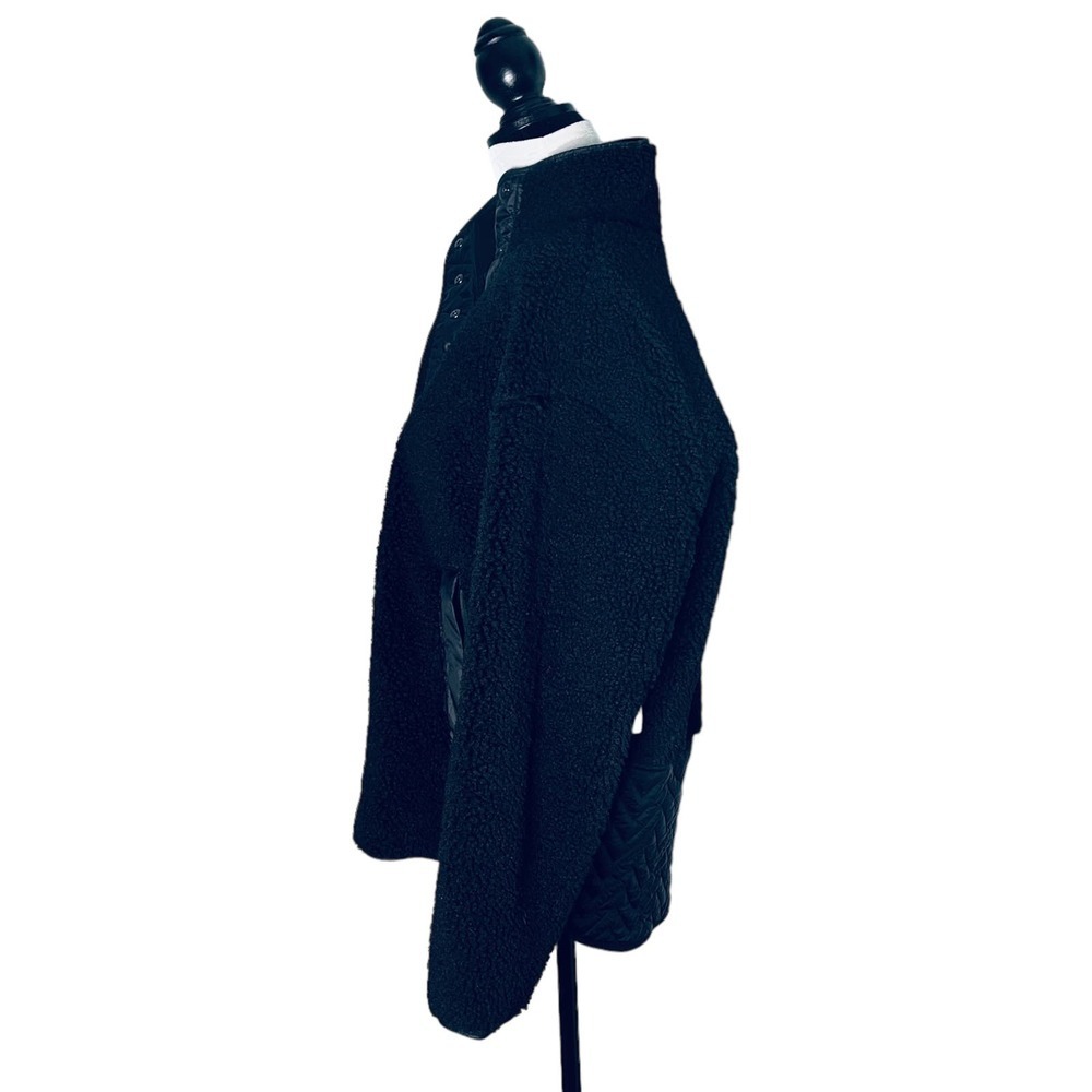 Athleta Cozy Sherpa Snap Sweatshirt Black Size Medium - Picture 5 of 12